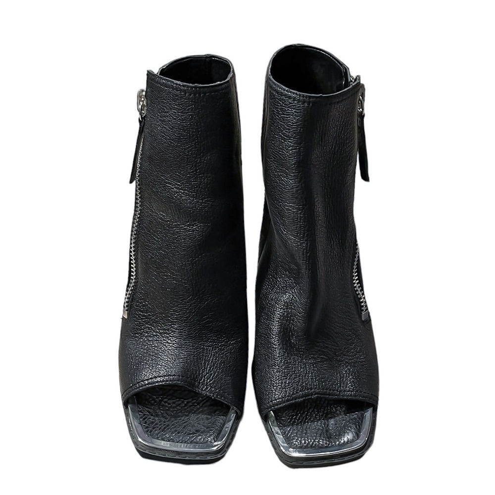 DKNY Malia Pebbled Leather Zip Up Platform Stiletto Bootie Sandals - Picture 7 of 9